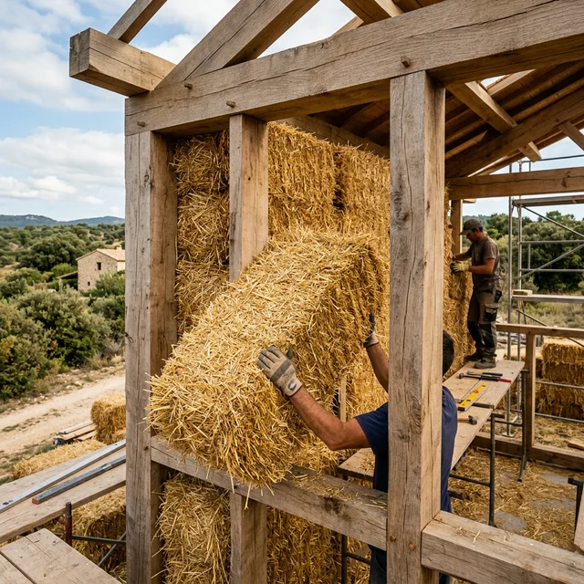 Construction en bottes de paille et ossature bois en Occitanie